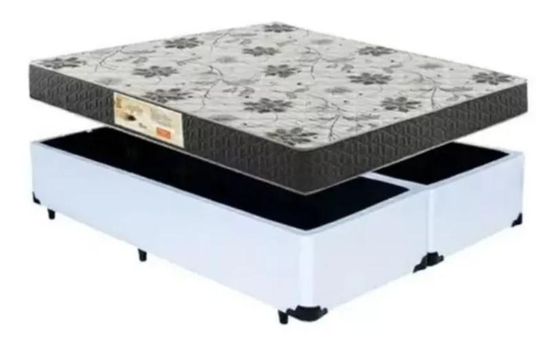 Imagem de Cama Box Queen Colchão Mola Bonnel Belos Sonhos + Box Sintético 62x158x198