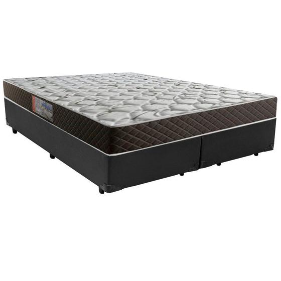 Imagem de Cama Box Queen Colchão Mola Ensacada Belos Sonhos + Box Sintético 66x158x198 Cinza