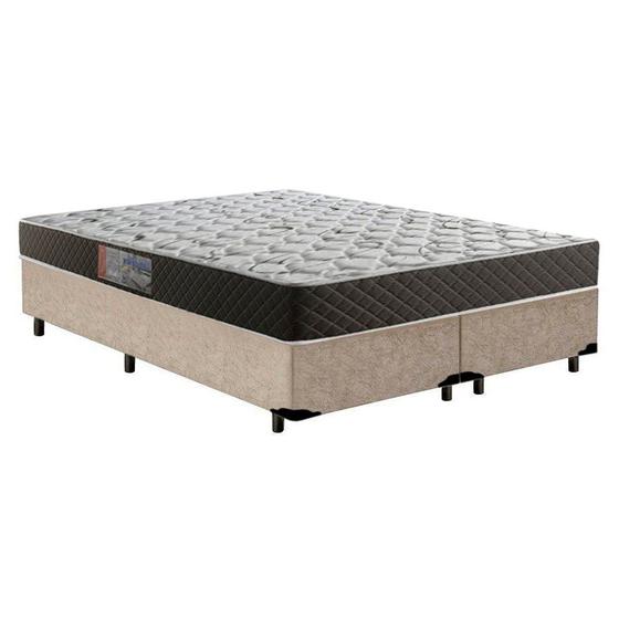 Imagem de Cama Box Queen Colchão Mola Ensacada Belos Sonhos + Box Suede 64x158x198 Bege