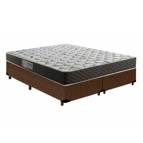 Imagem de Cama Box Queen Colchão Mola Ensacada Belos Sonhos + Box Suede 64x158x198 Marrom