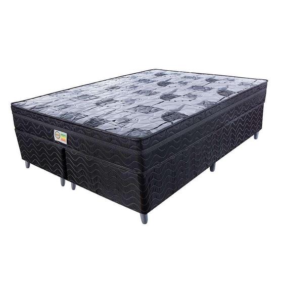 Imagem de Cama Box Queen Colchão Mola Ensacada Belos Sonhos + Box Suede 66x158x198