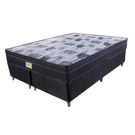 Imagem de Cama Box Queen Colchão Mola Ensacada Belos Sonhos + Box Suede 68x158x198