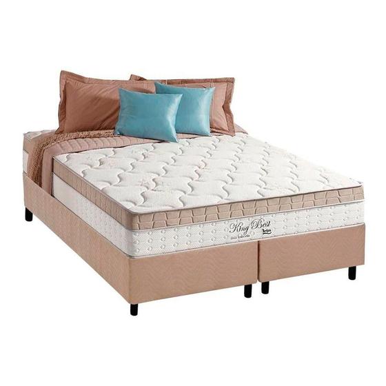 Imagem de Cama Box Queen: Colchão Molas Anjos MasterPocket Ensacadas King Best + Base CRC Suede Bege(158x198)