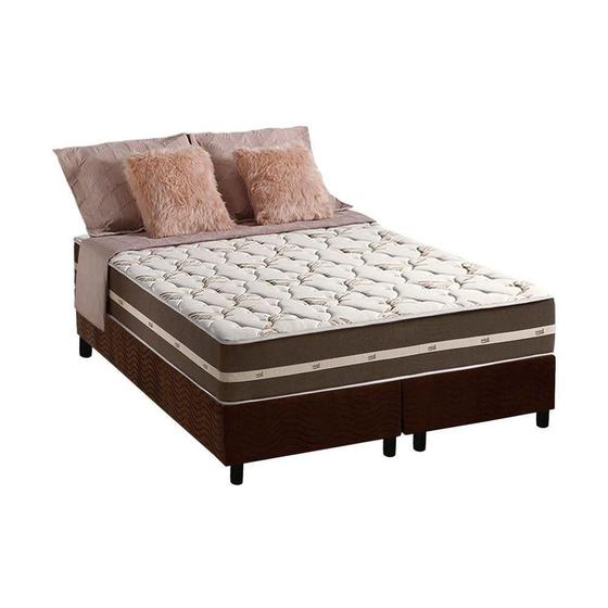 Imagem de Cama Box Queen: Colchão Molas Anjos Superlastic Classic + Base CRC Suede Marrom(158x198)