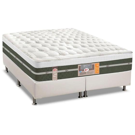 Cama Box Queen: Colchão Molas Bonnel Castor Silver Star Air + Base CRC Courano White(158x198) Menor preço em Cama Box Queen: Colchão Molas Bonnel Castor Silver Star Air + Base CRC Courano White(158x198)