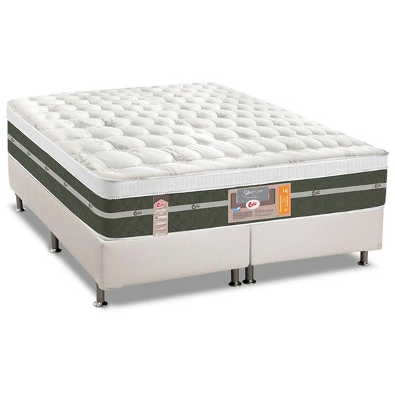 Imagem de Cama Box Queen: Colchão Molas Bonnel Castor  Silver Star Air + Base CRC Courano White(158x198)