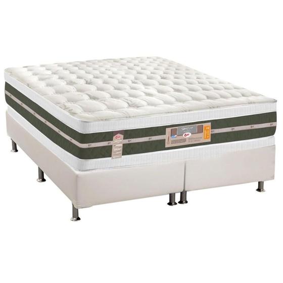 Imagem de Cama Box Queen: Colchão Molas Bonnel Castor  Silver Star Air DF + Base CRC Courano Branco(158x198)