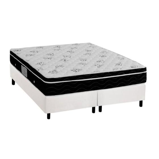 Imagem de Cama Box Queen: Colchão Molas Bonnel Ortobom Nanolastic Physical Spring + Base CRC Courano White(158x198)