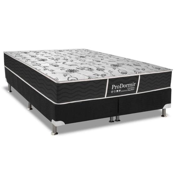 Imagem de Cama Box Queen: Colchão Molas Bonnel Probel  ProDormir Sleep + Base CRC Suede Black(158x198)