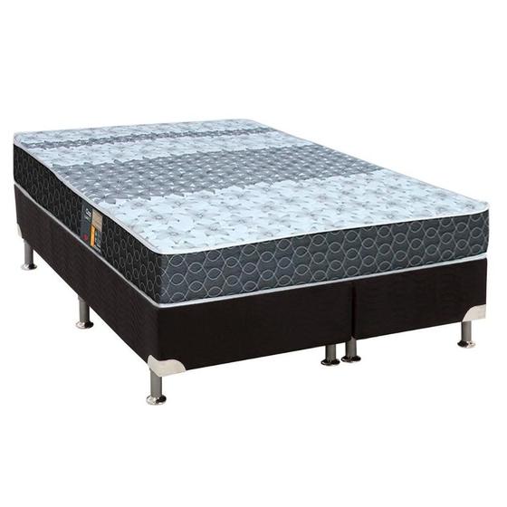 Imagem de Cama Box Queen: Colchão Molas Castor Bonnel Class Slim + Base CRC Suede Black(158x198)