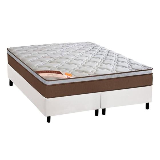 Imagem de Cama Box Queen: Colchão Molas Castor Pocket Revolution + Base CRC Courano Branco(158x198)