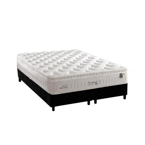 Imagem de Cama Box Queen: Colchão Molas Ensacadas Anjos MasterPocket  Impressione + Base CRC Suede Black(158x198)