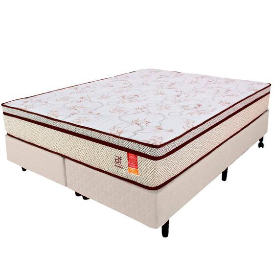 Imagem de Cama Box Queen Colchão Molas Ensacadas + Box Microfibra Bege BF 158x198x57cm 