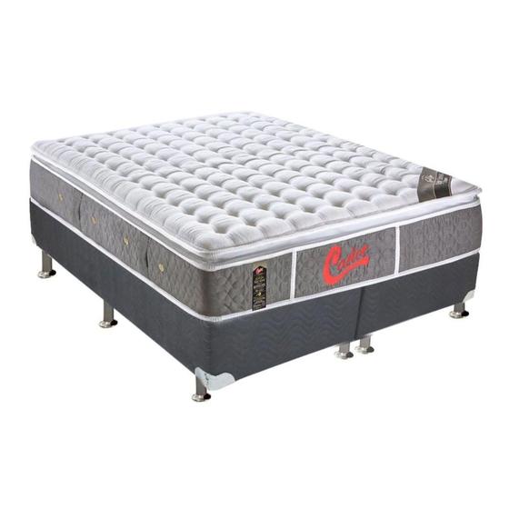 Imagem de Cama Box Queen: Colchão Molas Ensacadas Castor Pocket Light Stress Oxygen New + Base CRC Suede Cinza(158x198)