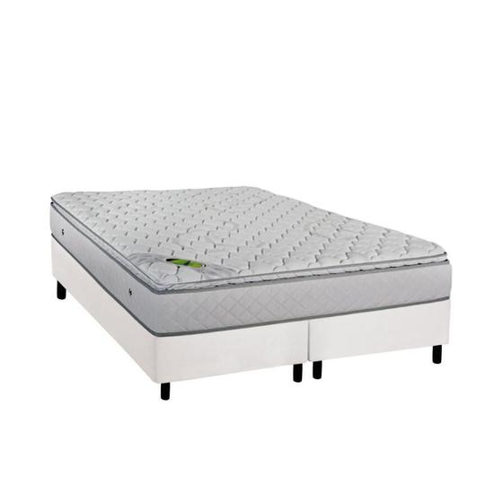 Imagem de Cama Box Queen: Colchão Molas Ensacadas Luckspuma MasterPocket  Luck Spring + Base CRC Courano White(158x198)