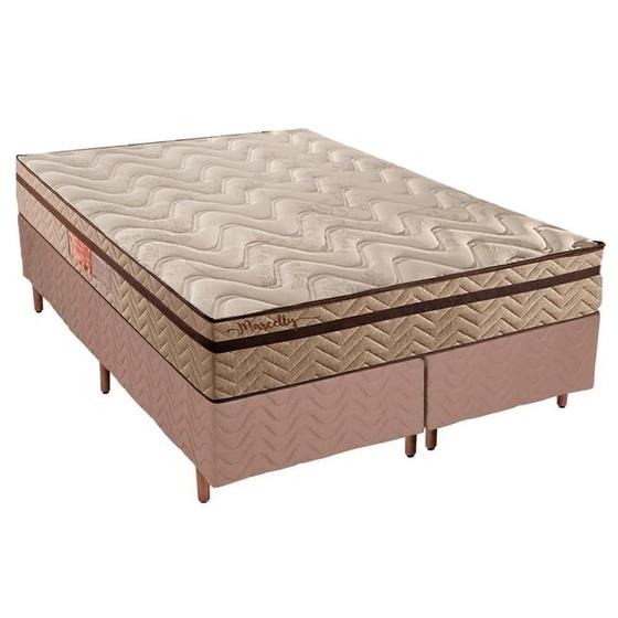 Imagem de Cama Box Queen: Colchão Molas Ensacadas Paropas MasterPocket  Marcelly Ibiza + Base CRC Suede Bege(158x198)