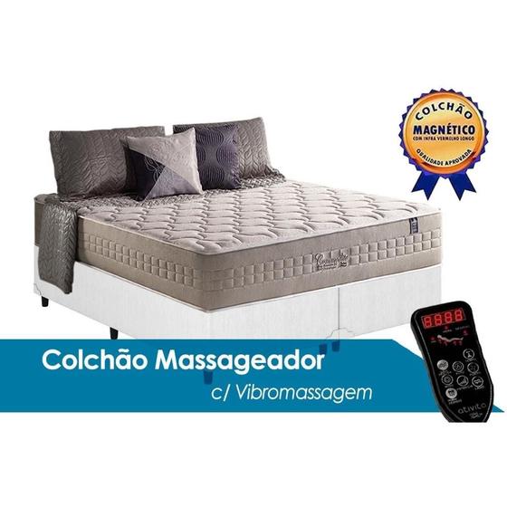 Imagem de Cama Box Queen: Colchão Molas MasterPocket Ensacadas Anjos  Commodite + Base CRC Courano White(158x198)