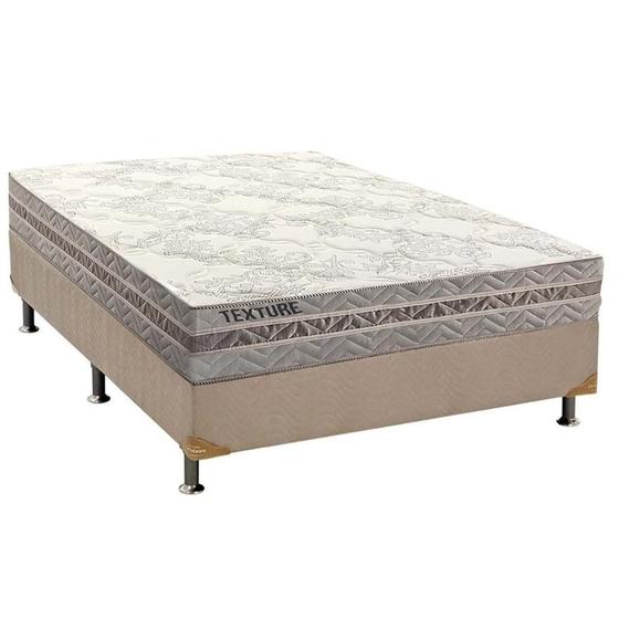 Imagem de Cama Box Queen: Colchão Molas MasterPocket Ensacadas Paropas Texture + Base CRC Suede Bege(158x198)