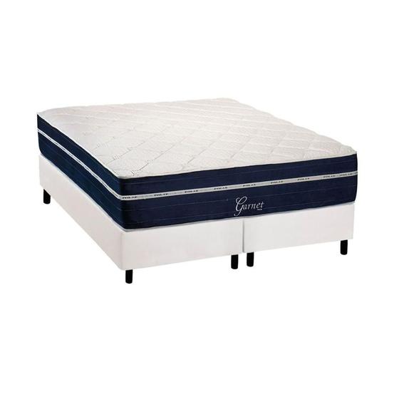 Imagem de Cama Box Queen: Colchão Molas MasterPocket Ensacadas Polar Garnet + Base CRC Courano White (158x198)