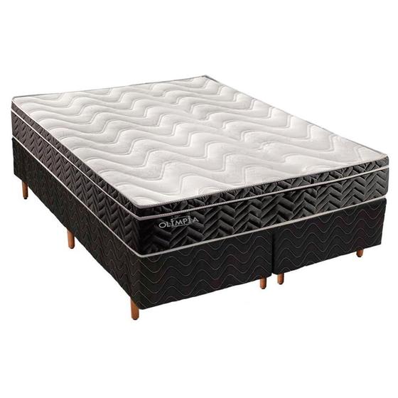 Imagem de Cama Box Queen: Colchão Molas Paropas Extrapedic Olímpia + Base CRC Suede Black(158x198)