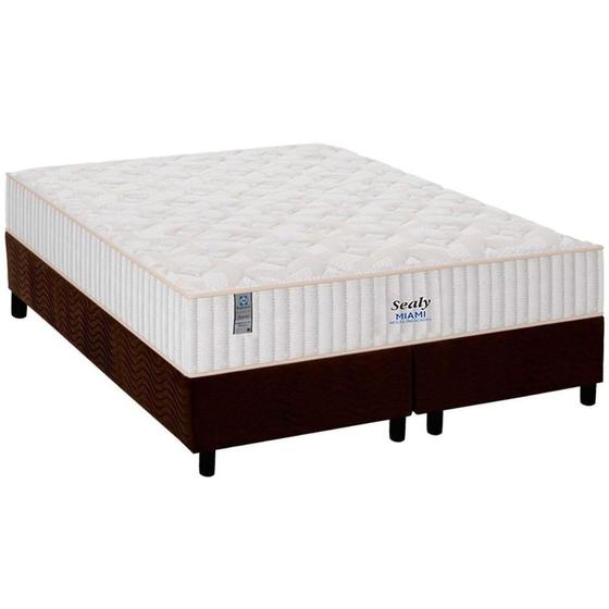 Imagem de Cama Box Queen: Colchão Molas Plumatex MasterPocket Ensacadas Miami + Base CRC Suede Marrom(158x198)