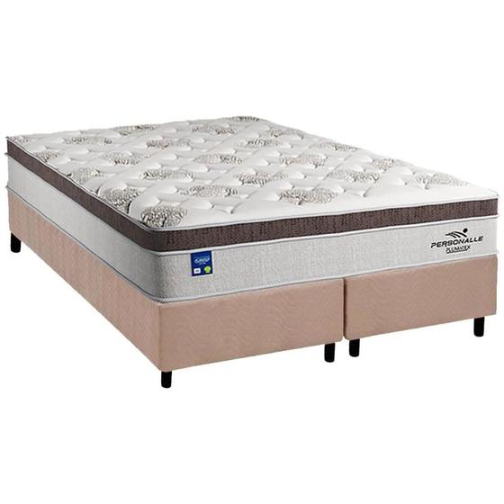 Imagem de Cama Box Queen: Colchão Molas Plumatex MasterPocket Ensacadas Personalle + Base CRC Suede Bege(158x198)