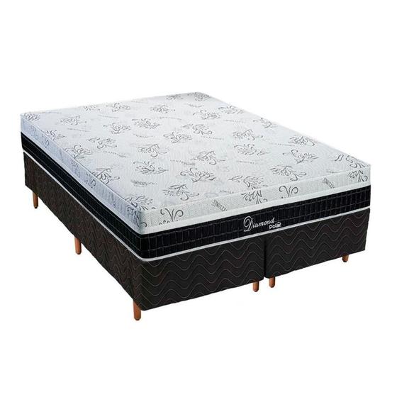 Imagem de Cama Box Queen: Colchão Molas Polar MasterPocket Ensacadas Diamond + Base CRC Rústico Black(158x198)