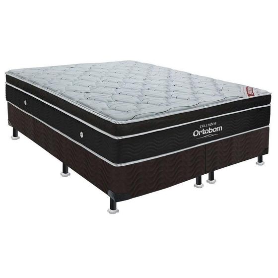 Imagem de Cama Box Queen: Colchão Molas SuperPocket Ensacadas Ortobom Elegant + Base CRC Suede Black(158x198)