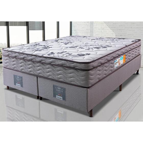 Cama Box Queen Colchão Ortopédico + Box 158x198x67 One Face Espuma D45 Cinza Menor preço em Cama Box Queen Colchão Ortopédico + Box 158x198x67 One Face Espuma D45 Cinza
