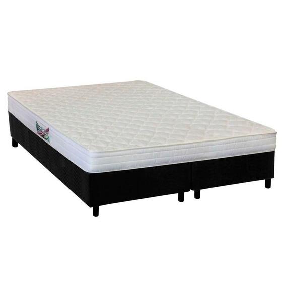 Imagem de Cama Box Queen: Colchão Ortopédico Herval AG65 Frontier + Base CRC Suede Black(158x198)