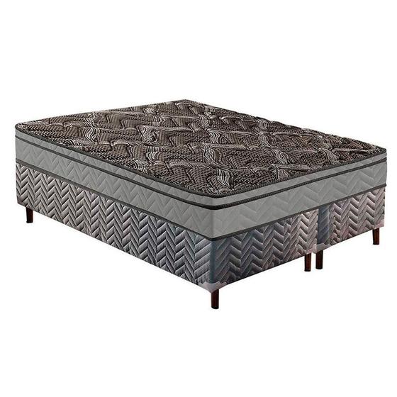 Imagem de Cama Box Queen: Colchão Ortopédico Paropas D28/EP Anatômico Confort Firme + Base CRC Suede Gray(158x198)