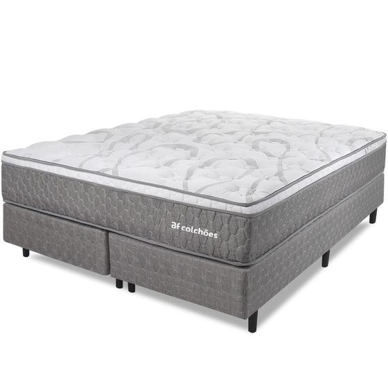 Cama Box Queen Colchão Smart Spring Mola Ensacada e Pillow Top de Espuma Viscoelástico 158x198x61cm - BF Colchões