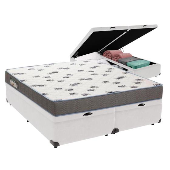 Imagem de Cama Box Queen com Bau Ortobom D33 Light Branco