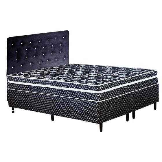 Imagem de Cama Box Queen com Cabeceira Mola Ensacada Gold Dark 158X198X72 Softflex