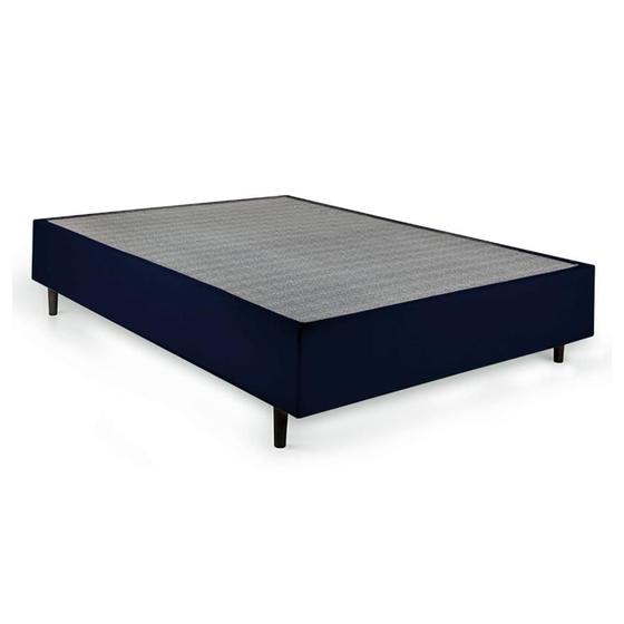 Imagem de Cama Box Queen com Colchão Mola Ensacada Guldi Firme Branco e Azul