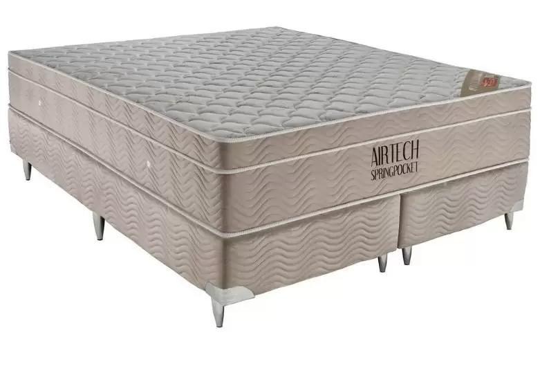 Imagem de cama box queen e colchão ortobom airtech springpocket (158x198x025)