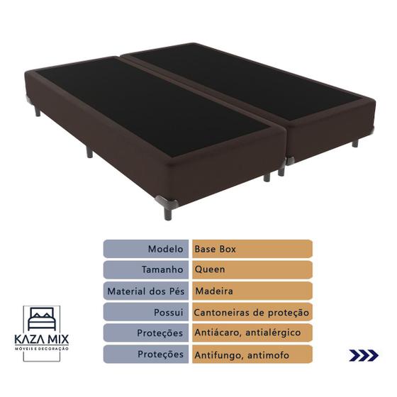 Imagem de Cama Box Queen Marrom Colchão Ortobom ISOSuperpocket