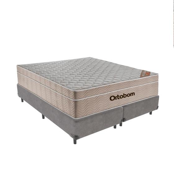 Imagem de Cama Box Queen Marrom e Colchão Ortobom Airtech SpringPocket