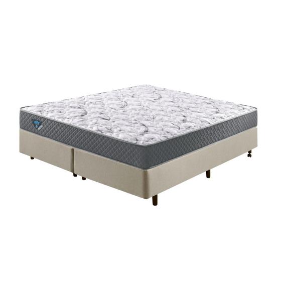 Imagem de Cama Box Queen Size 158x198 Alpha Bege com Colchão Mola Ensacada