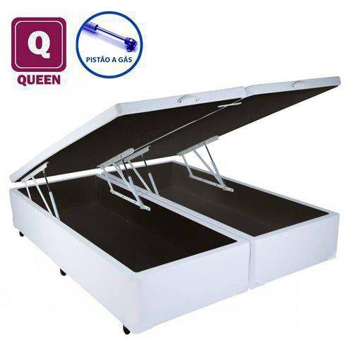 Imagem de Cama Box QUEEN SIZE com Bau Pistão a gás Branco Bipartido