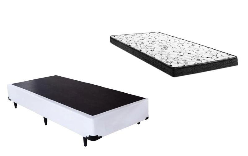 Imagem de Cama Box Solteirão Branco + Colchão Espuma D28 96x203x10