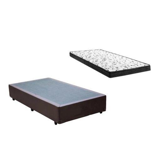 Cama Box Solteirão Marrom + Colchão Espuma D20 96x203x8 Menor preço em Cama Box Solteirão Marrom + Colchão Espuma D20 96x203x8