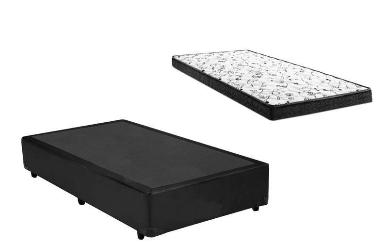 Imagem de Cama Box Solteirão Preto + Colchão Espuma D20 96x203x14