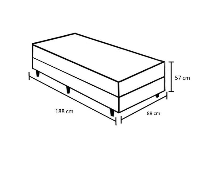 Imagem de Cama Box Solteiro 88 Tecido Sintético Branco com Colchão Lisboa Espuma D28 Preto