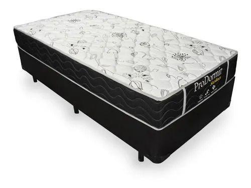 Imagem de Cama Box Solteiro 88 Tecido Sintético Preto Com Colchão de Molas Sleep Black - Probel - 22x88x188