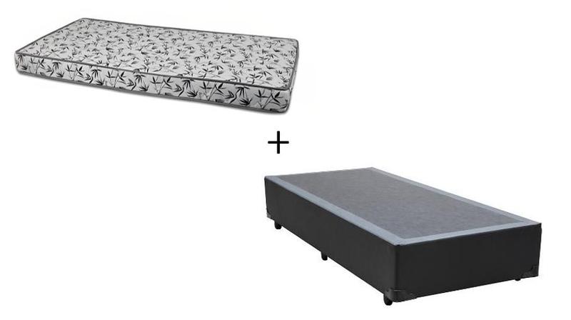 Imagem de Cama Box Solteiro 88 Tecido Sintético Preto com Colchão Nápoles Espuma D33 54x88x188