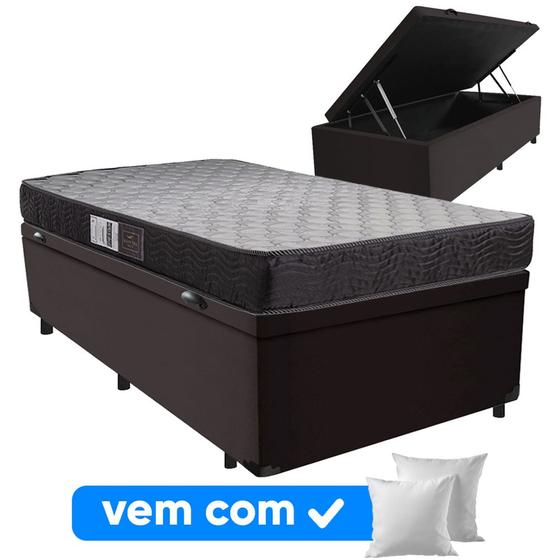 Imagem de Cama Box Solteiro Baú + Colchão de Espuma Safira D20 - Colchomax