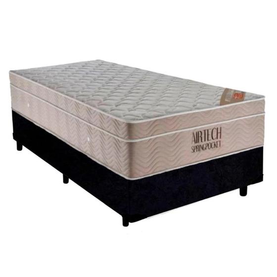 Imagem de Cama Box Solteiro Blindado Linhão Preto Molas Ensacadas Airtech SpringPocket 88x188 - Ortobom