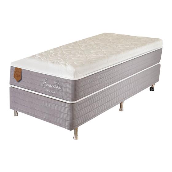 Imagem de Cama Box Solteiro (Box + Colchão) 88x188x69 Esmeralda Prorelax Molas Ensacadas Pillow In Turn Free - Cinza