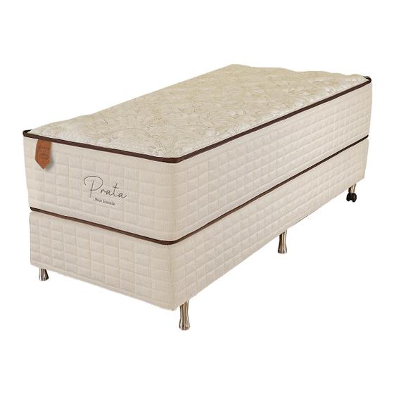 Imagem de Cama Box Solteiro (Box + Colchão) 88x188x71 Prata Prorelax Pillow In Duplo - Bege